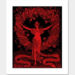 Garland For May Day Red - Refinished Walter Crane, Socialist, Socialism, Leftist, Anarchist, Labor Rights Posters and Art